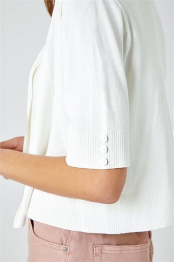 Button Cuff Knitted Shrug 16042859