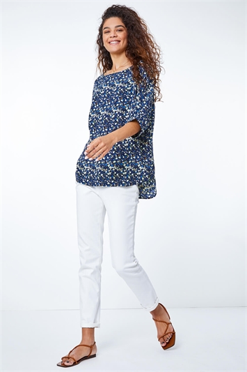 Ditsy Floral Print Tunic Top 20082260