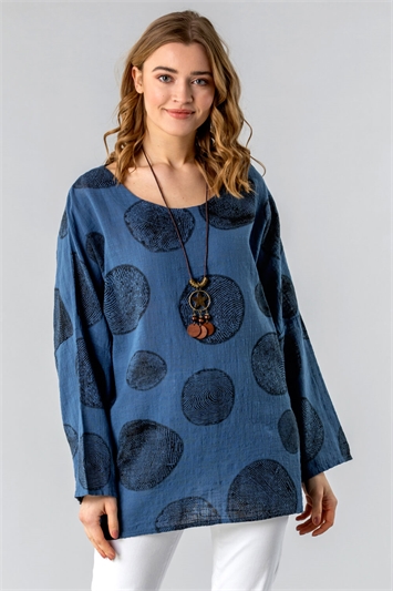 Spot Print Top with Necklace 20055209