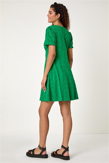 Embroidered Cotton Stretch Jersey Frill Dress 14578534