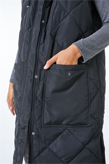 Quilted Longline Hooded Gilet 12019208