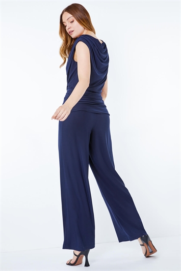 Cowl Neck Ruched Stretch Jumpsuit 14111560