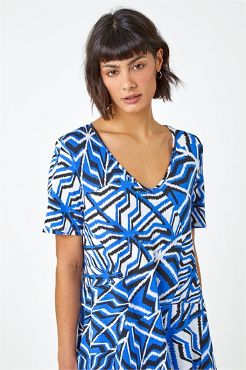 Abstract Print Jersey Tunic Top 19231009