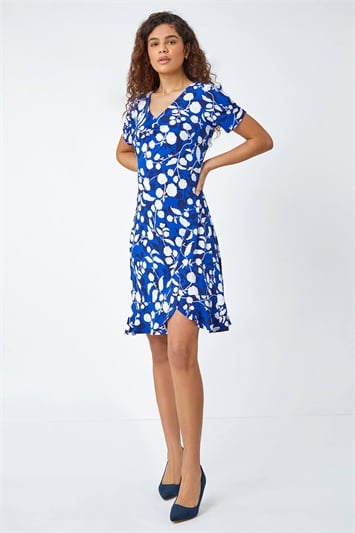 Textured Floral Ruched Stretch Dress 14483080