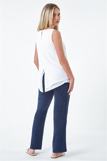 Petite Double Layer Knit Stretch Top 19304394