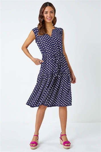 Polka Dot Print Sleeveless Dress 14344060