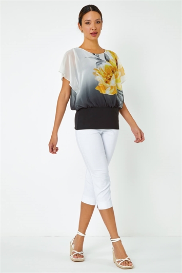 Floral Overlay Blouson Jersey Top 19221496