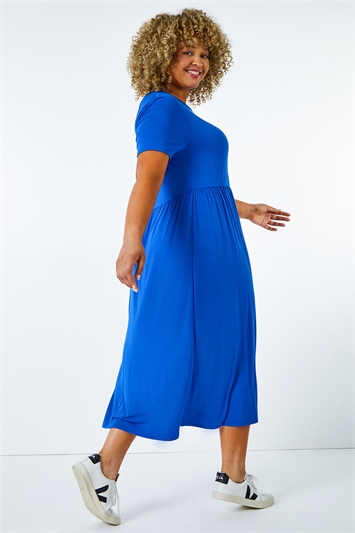 Curve Gathered Skirt Midi Stretch Dress 14335080
