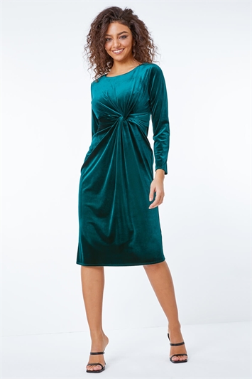 Petite Velvet Twist Detail Ruched Dress 14328134