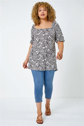 Curve Abstract Print Tie Detail Top 19226808