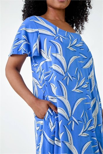 Petite Leaf Print Stretch T-Shirt Dress 14544909