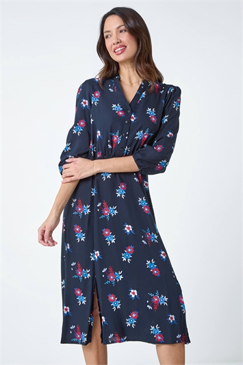 Floral Print Shirt Dress 14290860