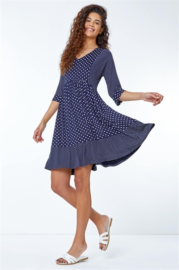 Polka Dot Print Stretch Dress 14317560