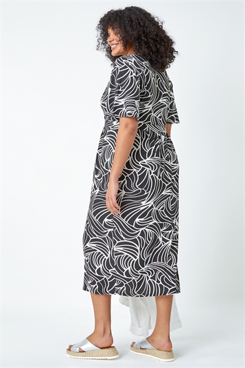 Curve Linear Print Midi Wrap Dress 14363808