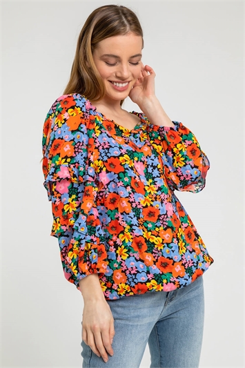 Petite Ditsy Floral Square Neck Top 20087764