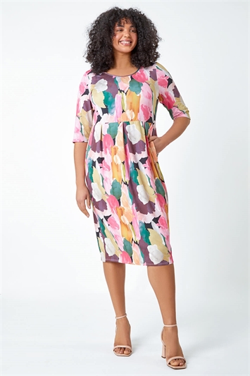 Curve Abstract Relaxed Pocket Shift Dress 14524672