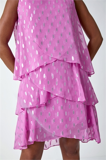 Shimmer Foil Print Tiered Dress 14556048