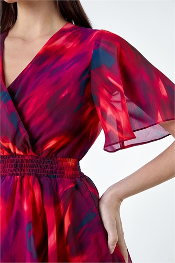Abstract Print Tiered Midi Dress 14332995