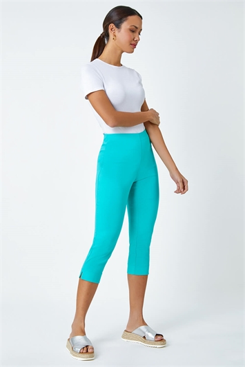 Elastic Waist Stretch Cropped Trousers 18004291