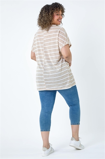 Curve Stripe Stretch Knit T-Shirt 19303559