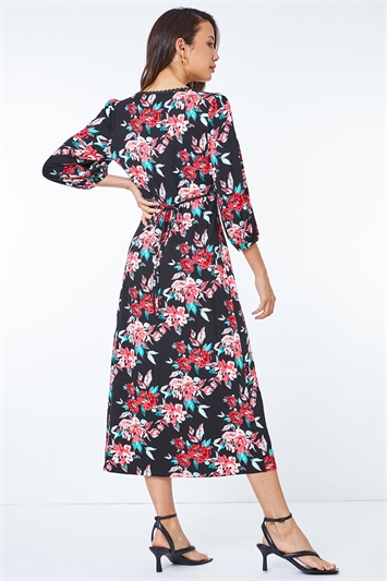 Sweetheart Lace Floral Printed Midi Dress 14291408