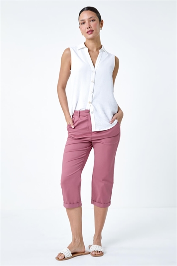Cotton Blend Cropped Chino Trousers 18056579