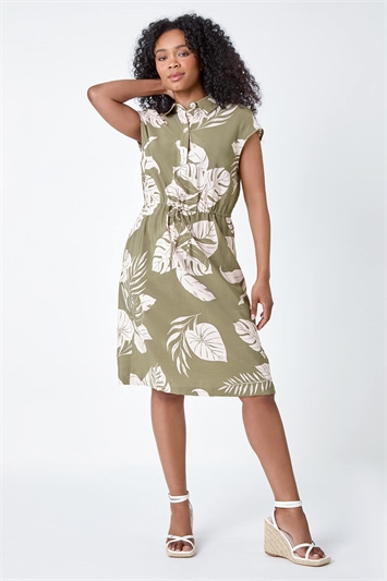 Petite Tropical Print Shirt Dress 14489040
