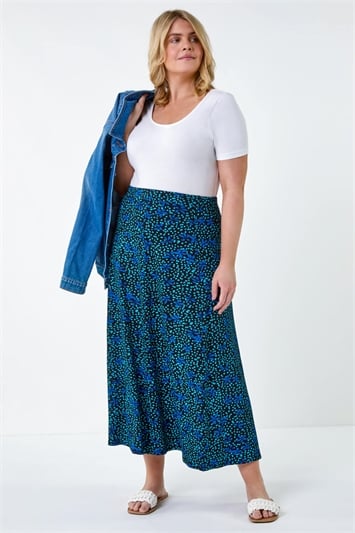 Curve Ditsy Floral Stretch Maxi Skirt 17051809