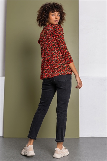 Ditsy Floral Shirred Detail Top 19143078