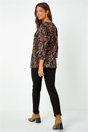 Cotton Paisley Print Pleated Top 19269664