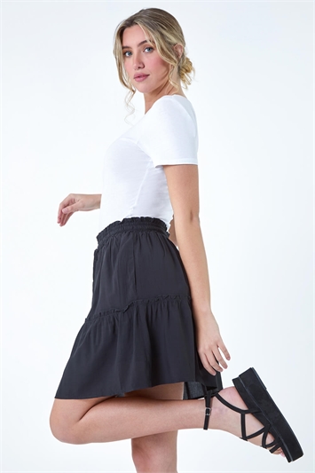 Tiered Tie Detail Pocket Mini Skirt 17050708