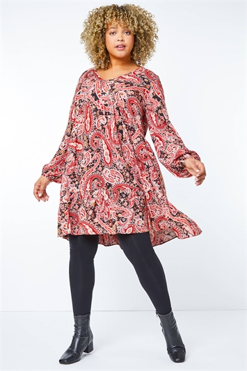 Curve Paisley Tiered Tunic Dress 14313878