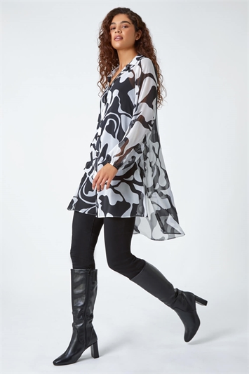 Abstract Print Longline Blouse 10117638