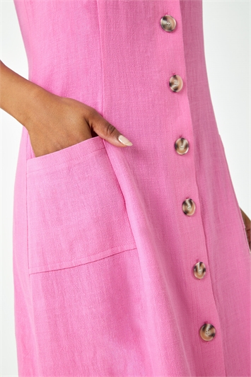 Petite Button Front Pocket Dress 14400072