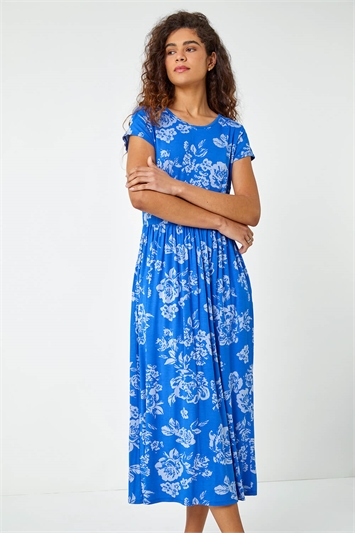 Floral Print Midi Stretch Dress 14361709