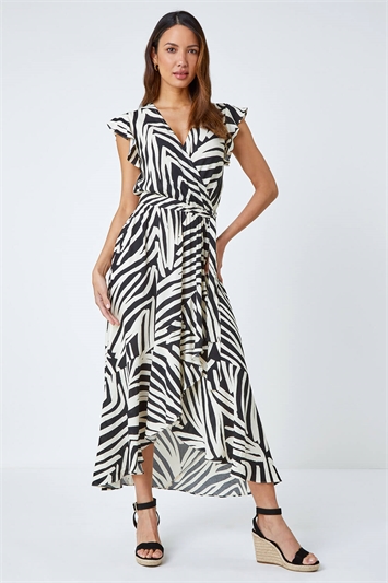 Zebra Print Maxi Wrap Dress 14424108