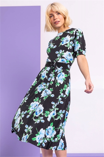 Floral Pleated Fit & Flare Dress 14228708