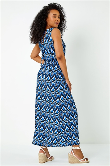 Petite Aztec Print Shirred Maxi Dress 14417960