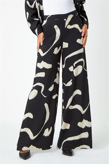Abstract Print Wide Leg Trousers 18052808