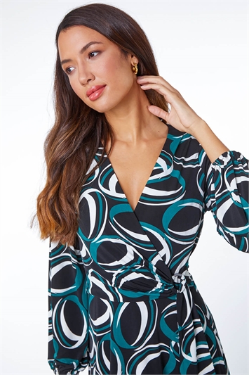 Abstract Wrap Ring Detail Dress 14295428