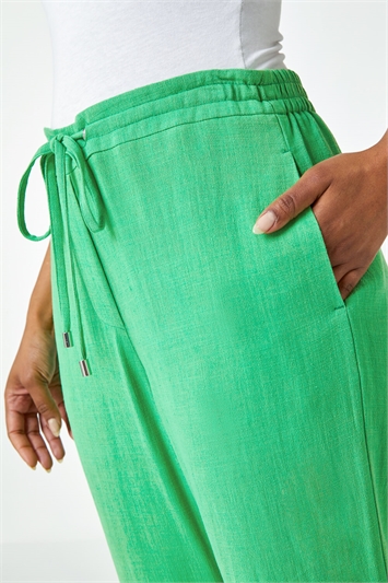Petite Linen Elastic Waist Wide Leg Trouser 18035634