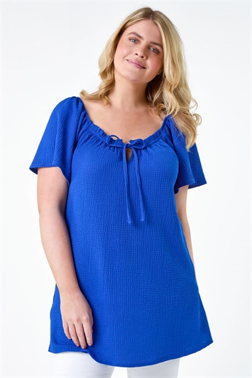 Curve Tie Front Stretch Jersey Top 19318180