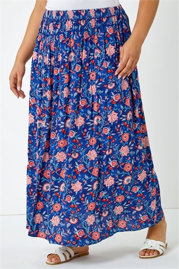 Curve Floral Print Maxi Skirt 17033009