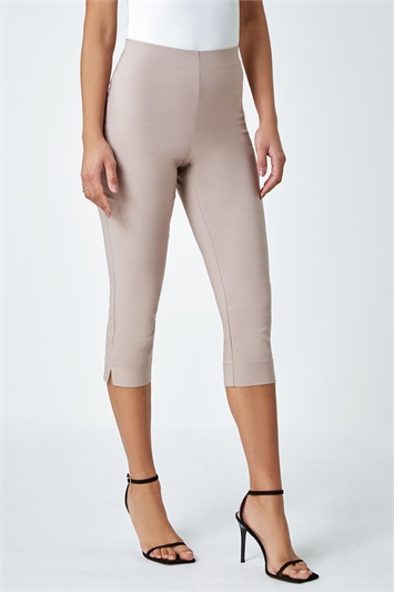 Elastic Waist Stretch Cropped Trousers 18004259