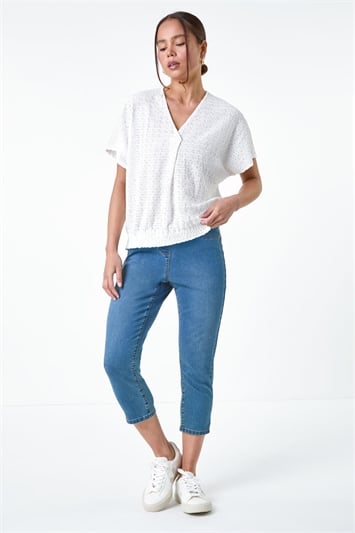 Petite Textured Shirred Stretch Top 19306194