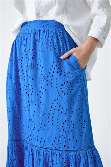 Cotton Broderie Pocket A Line Midi Skirt 17046009