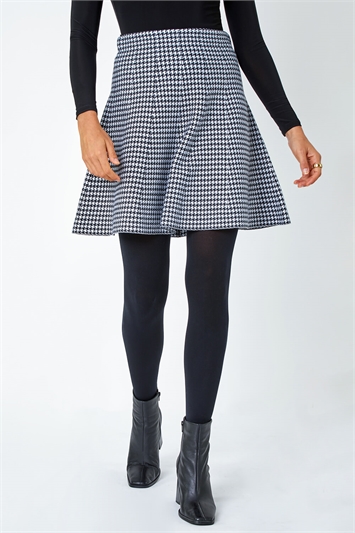 Dogstooth Knitted A-Line Mini Skirt 17039808