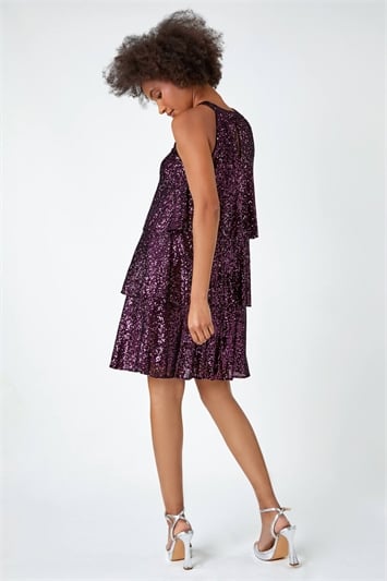Sequin Embellished Tiered Stretch Dress 14441776
