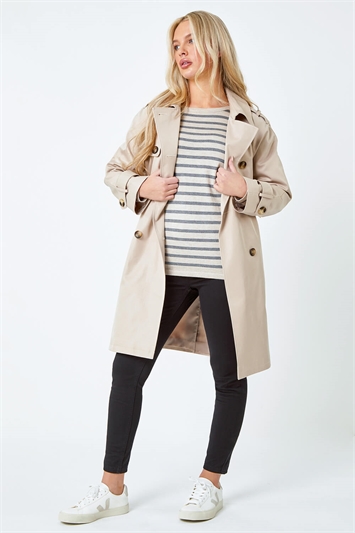 Petite Double Breasted Trench Coat 12028488
