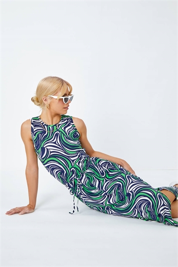 Sleeveless Swirl Print Midi Dress 14369234